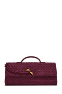 Diana Woven Clutch Crossbody Bag – Wine