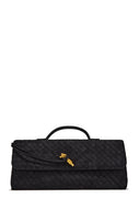 Diana Woven Clutch Crossbody Bag – Black