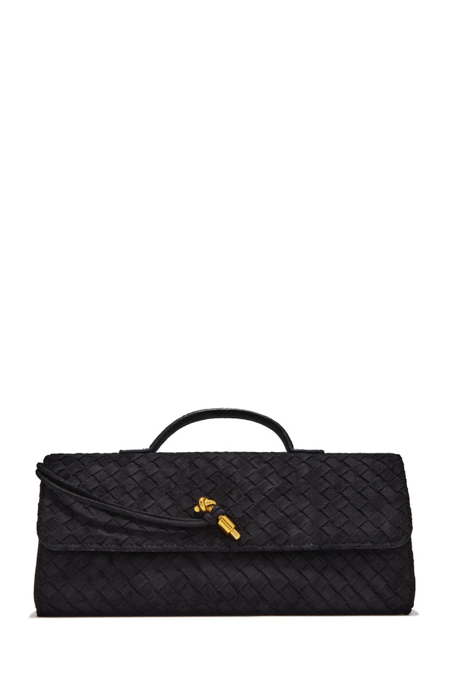 Load image into Gallery viewer, Diana Woven Clutch Crossbody Bag – Black
