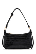 Trisha Croc Shoulder Bag – Black
