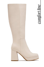 Load image into Gallery viewer, Hudson Platform Block Heel Knee High Boots – Ivory
