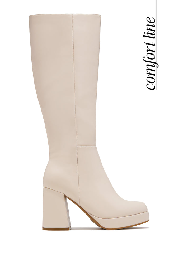 Load image into Gallery viewer, Hudson Platform Block Heel Knee High Boots – Ivory
