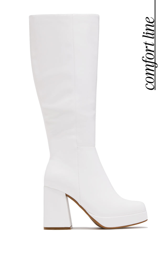 Load image into Gallery viewer, Hudson Platform Block Heel Knee High Boots – White
