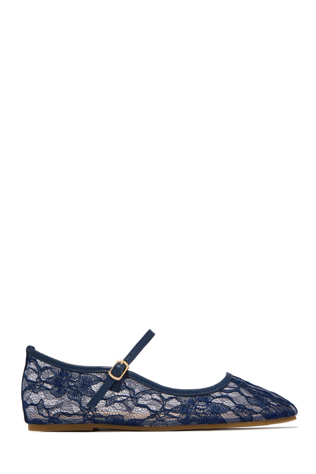 Load image into Gallery viewer, Lacey Lace Mary Jane Ballet Flats – Navy
