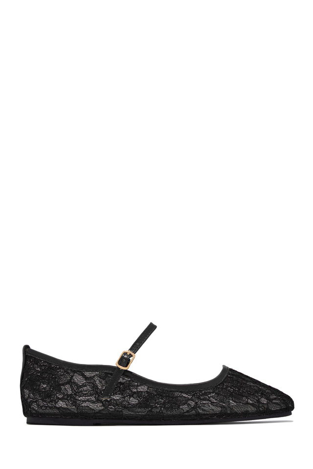 Load image into Gallery viewer, Lacey Lace Mary Jane Ballet Flats – Black
