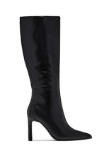 Load image into Gallery viewer, Monique Pointed Toe Knee High Stiletto Boots – Black
