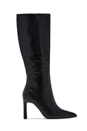 Monique Pointed Toe Knee High Stiletto Boots – Black