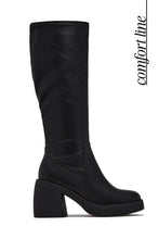 Load image into Gallery viewer, Zarah Platform Knee High Block Heel Boots – Black
