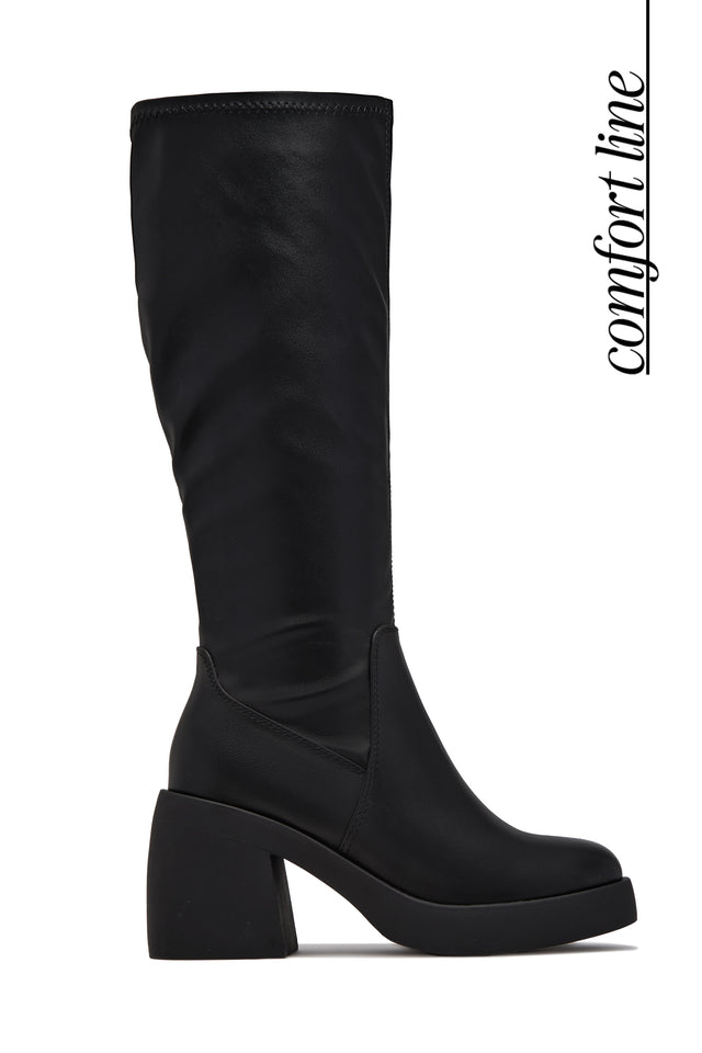 Load image into Gallery viewer, Zarah Platform Knee High Block Heel Boots – Black

