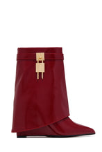 Load image into Gallery viewer, Melody Pointed Toe Wedge Ankle Boots – Red
