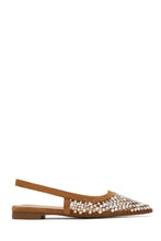 Load image into Gallery viewer, Estelle Rhinestone Mesh Slingback Flats – Tan
