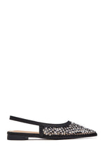 Load image into Gallery viewer, Estelle Rhinestone Mesh Slingback Flats – Black
