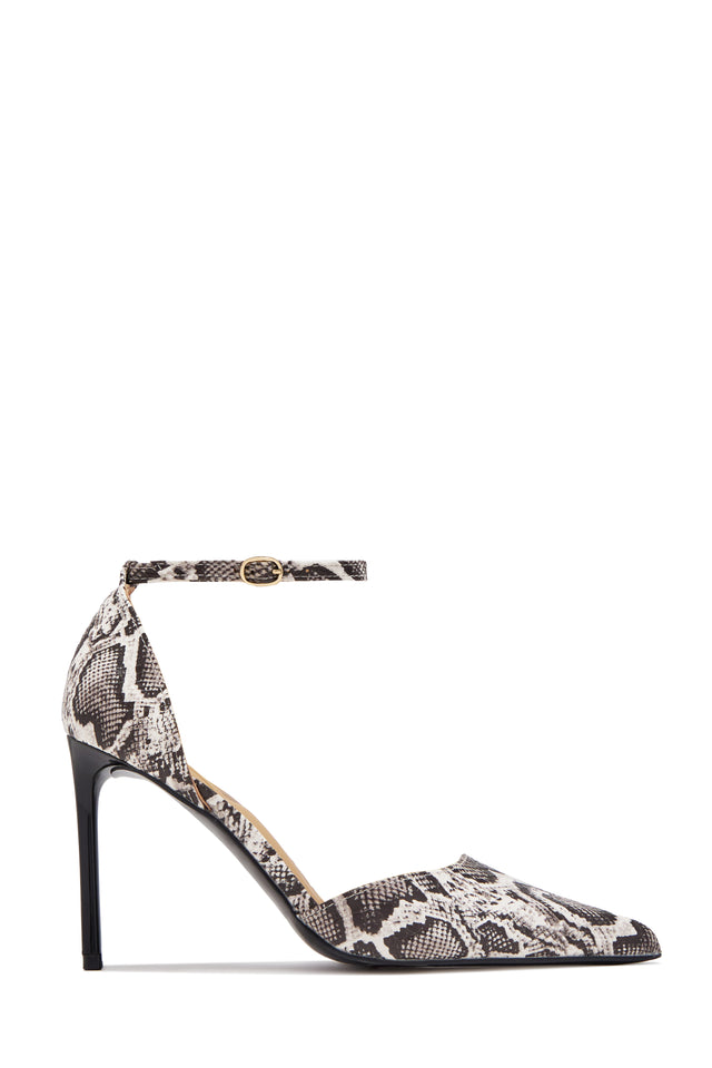 Load image into Gallery viewer, Selena Pointed Toe Ankle Strap Pumps – Snake
