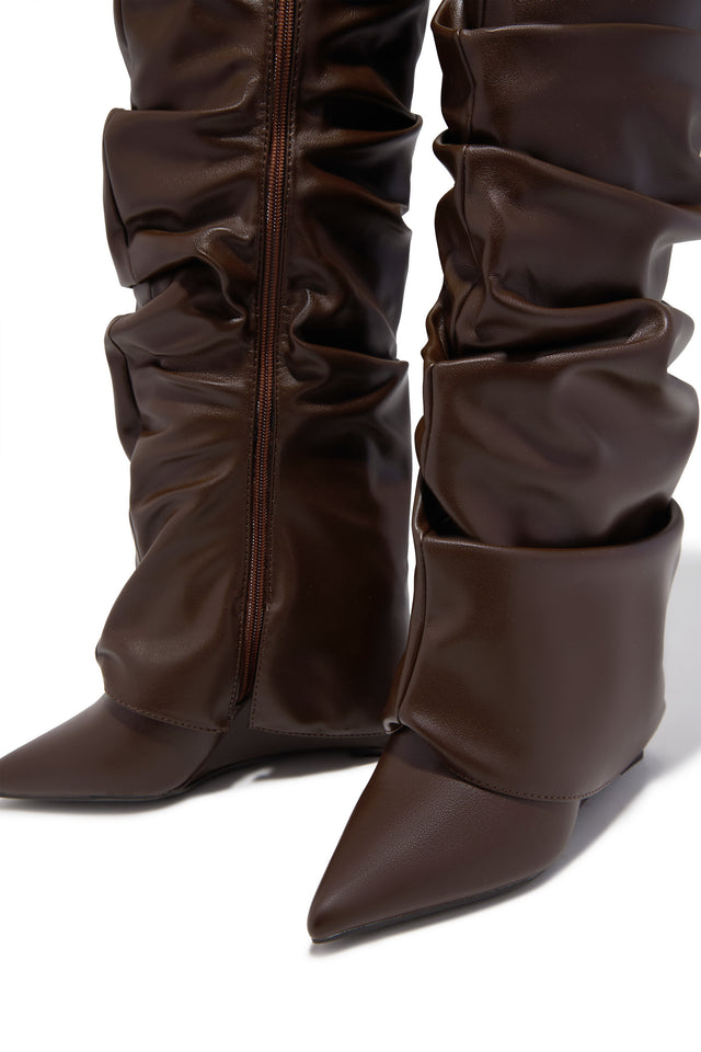 Load image into Gallery viewer, Kourtney Wedge Heel Shark Boots - Brown
