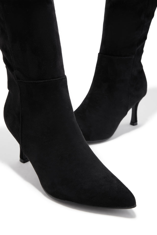 Load image into Gallery viewer, Zama Knee High Heel Boots - Black Suede
