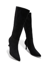 Load image into Gallery viewer, Zama Knee High Heel Boots - Black Suede
