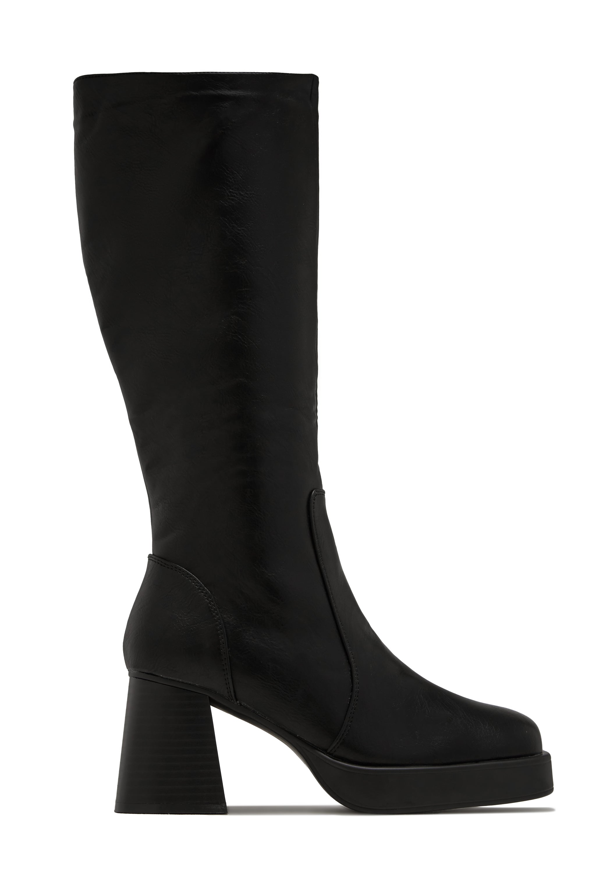 Miss Lola | Eva Black Platform Block Heel Boots – MISS LOLA