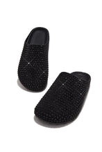 Load image into Gallery viewer, Belinda Rhinestone Mule Flats – Black
