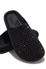 Load image into Gallery viewer, Belinda Rhinestone Mule Flats – Black
