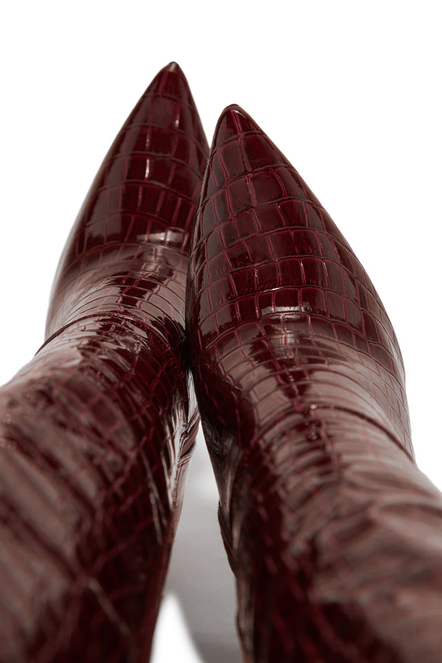 Load image into Gallery viewer, Trisha Knee High Heel Boots - Cherry
