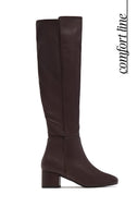 Roselyn Low Block Heel Knee High Boots – Brown