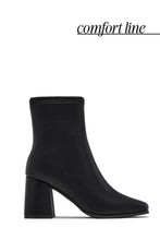 Load image into Gallery viewer, Lucia Square Toe Block Heel Ankle Boots – Black
