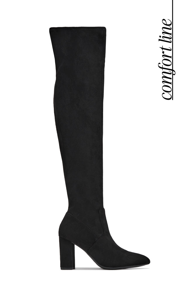 Load image into Gallery viewer, Adeline Chunky Heel Over The Knee Boots - Black Suede
