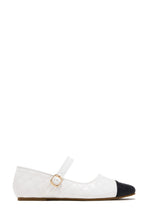 Load image into Gallery viewer, Yvette Quilted Cap Toe Mary Jane Ballet Flats – White
