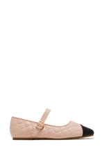 Load image into Gallery viewer, Yvette Quilted Cap Toe Mary Jane Ballet Flats – Nude
