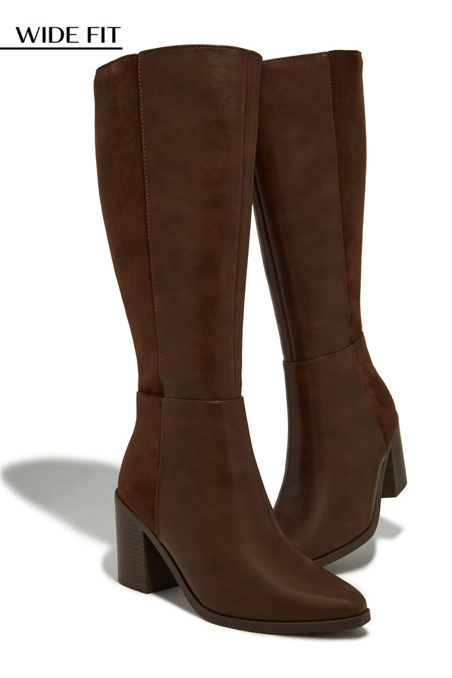 Load image into Gallery viewer, Draya Wide Fit Block Heel Boots - Brown
