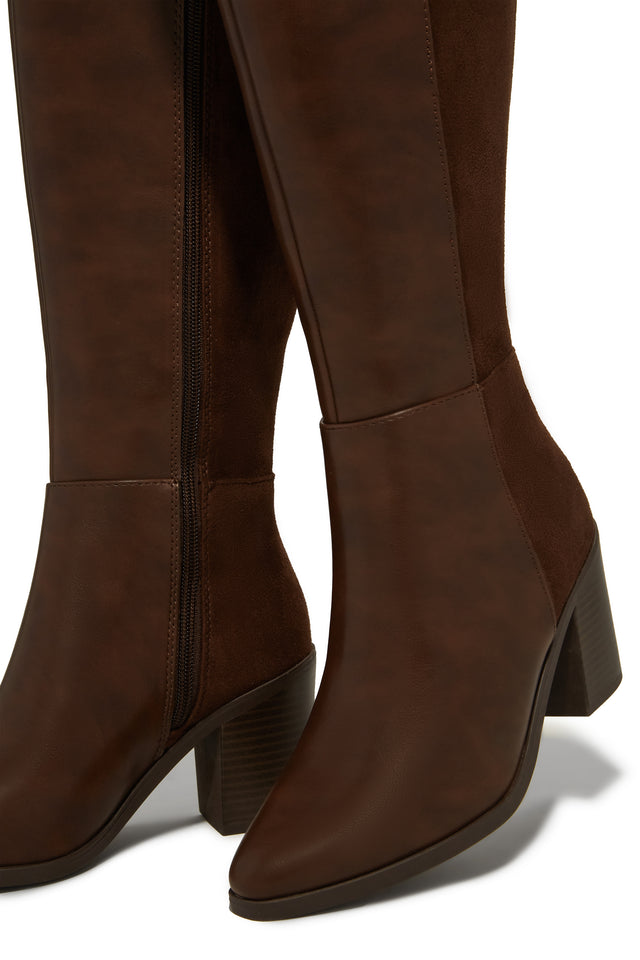 Load image into Gallery viewer, Draya Wide Fit Block Heel Boots - Brown
