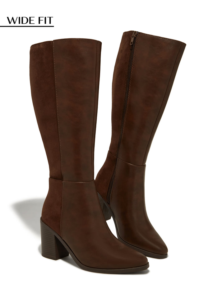 Load image into Gallery viewer, Draya Wide Fit Block Heel Boots - Brown
