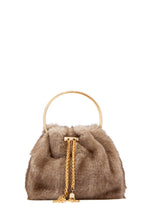 Load image into Gallery viewer, Monae Faux Fur Ring Handle Bucket Bag – Taupe
