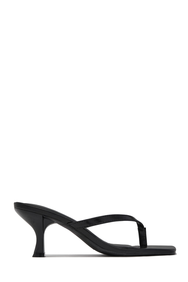 Load image into Gallery viewer, Angie Square Toe Thong Heel Mules - Black
