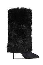 Load image into Gallery viewer, Brandi Faux Fur Stiletto Knee High Boots – Black
