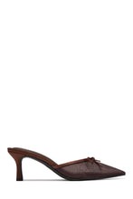Load image into Gallery viewer, Abigail Mesh Pointed Toe Mule Pumps – Brown
