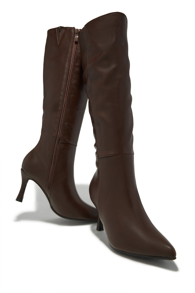 Load image into Gallery viewer, Zama Knee High Heel Boots - Brown
