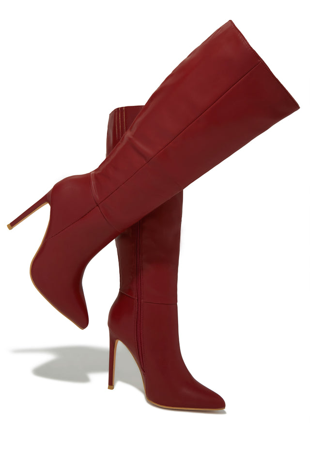 Load image into Gallery viewer, Tyrah Up To The Knee Heel Boots - Wine

