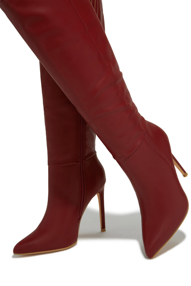 Load image into Gallery viewer, Tyrah Up To The Knee Heel Boots - Wine
