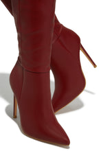 Load image into Gallery viewer, Tyrah Up To The Knee Heel Boots - Wine
