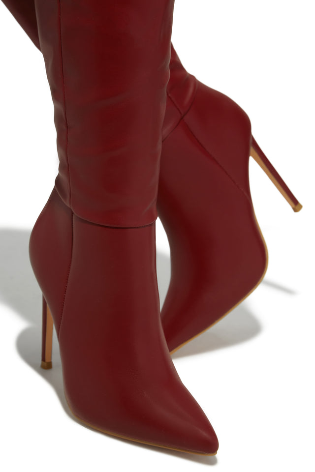 Load image into Gallery viewer, Tyrah Up To The Knee Heel Boots - Wine
