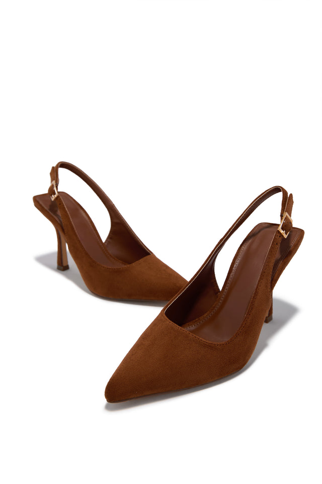 Load image into Gallery viewer, Carianna Faux Suede Slingback Pumps - Chestnut
