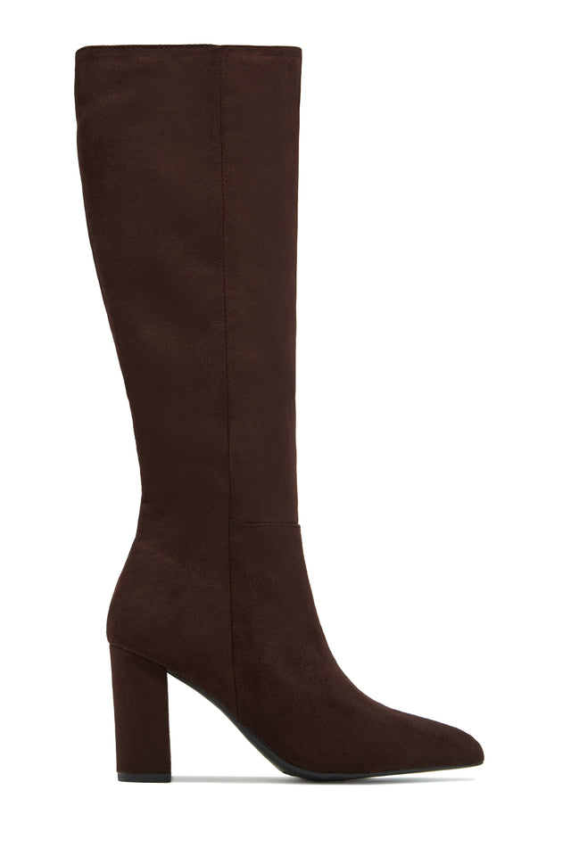 Load image into Gallery viewer, Fine Time Block Heel Knee High Boots - Brown Suede
