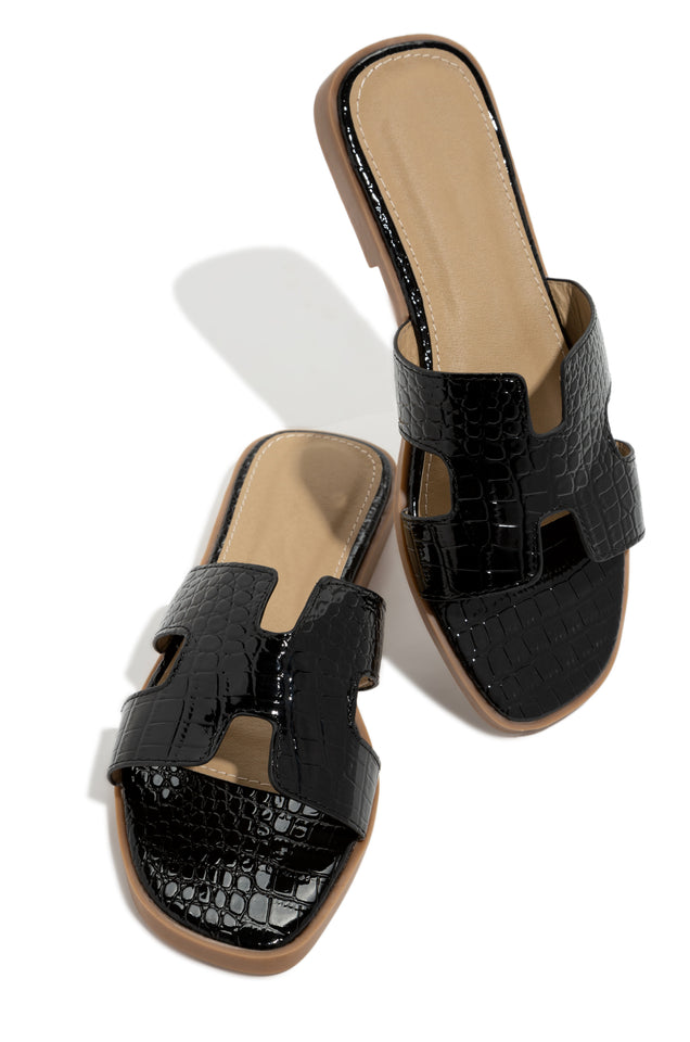 Miss Lola Yacht Club Black Slip On Sandals MISS LOLA