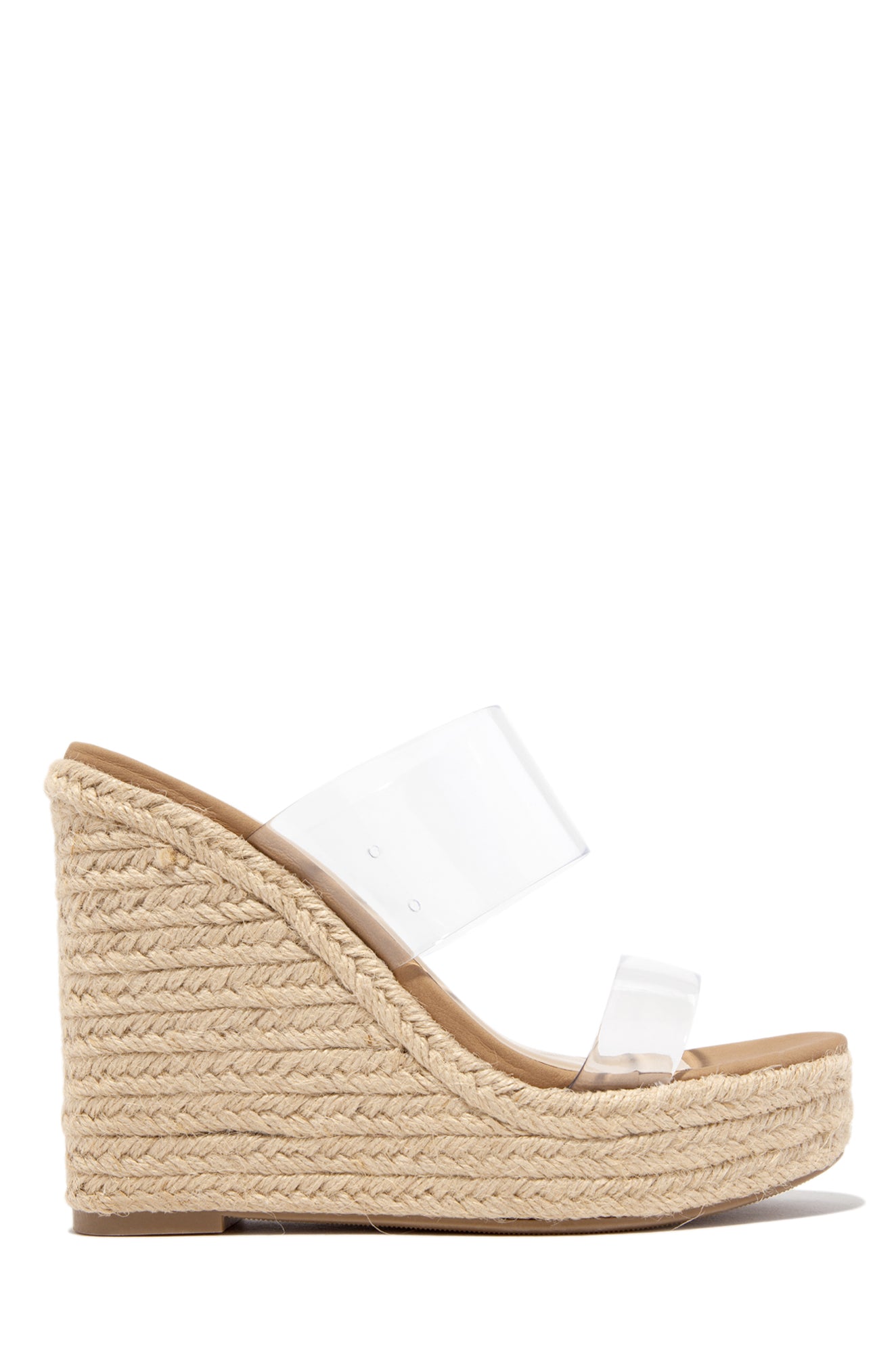 Miss Lola | Midnight Beach Natural Clear Strap Espadrille Platform ...