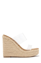 Load image into Gallery viewer, Nude Espadrille Platform Wedge Mules
