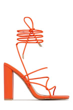 Load image into Gallery viewer, Luciana Lace Up Block High Heels - Orange
