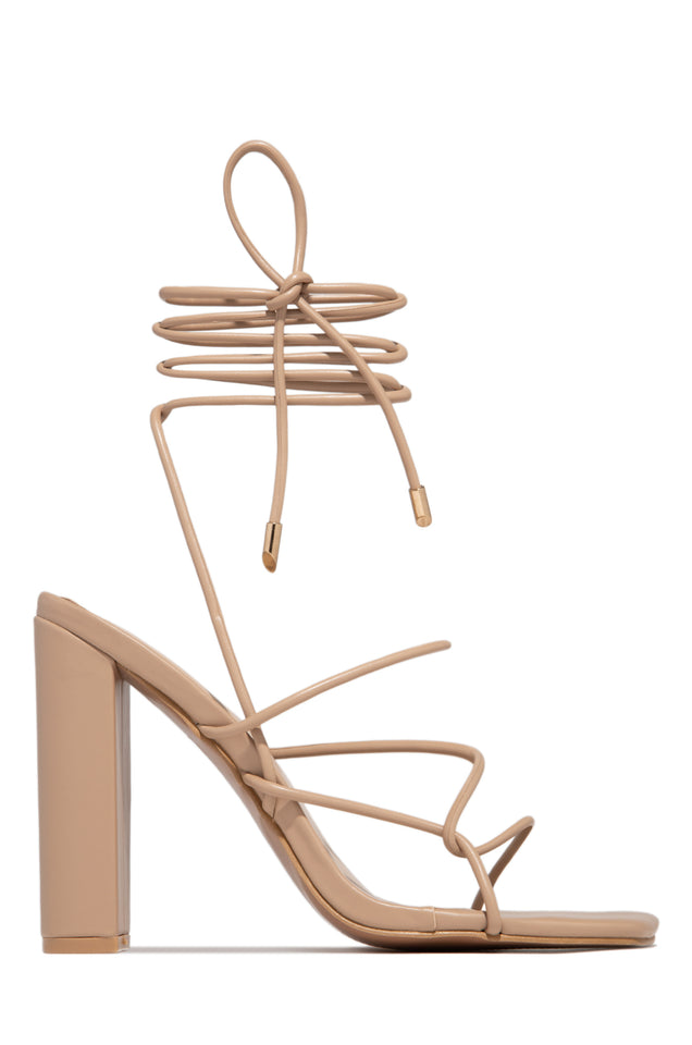 Load image into Gallery viewer, Luciana Lace Up Block High Heels - Gold
