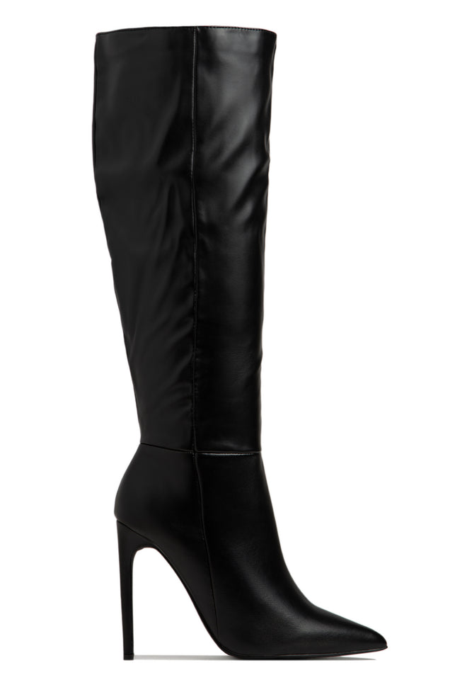 Load image into Gallery viewer, Tyrah Up To The Knee Heel Boots - Black
