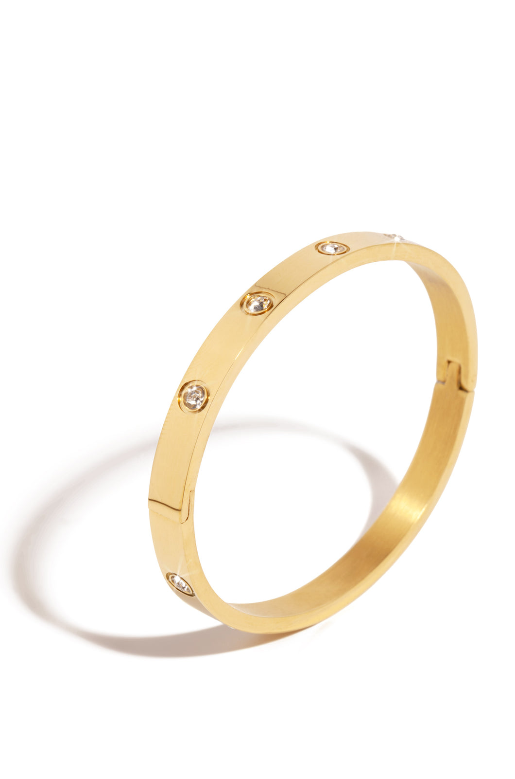 Jackie Gold Plated Stainless Steel CZ Bangle - Gold